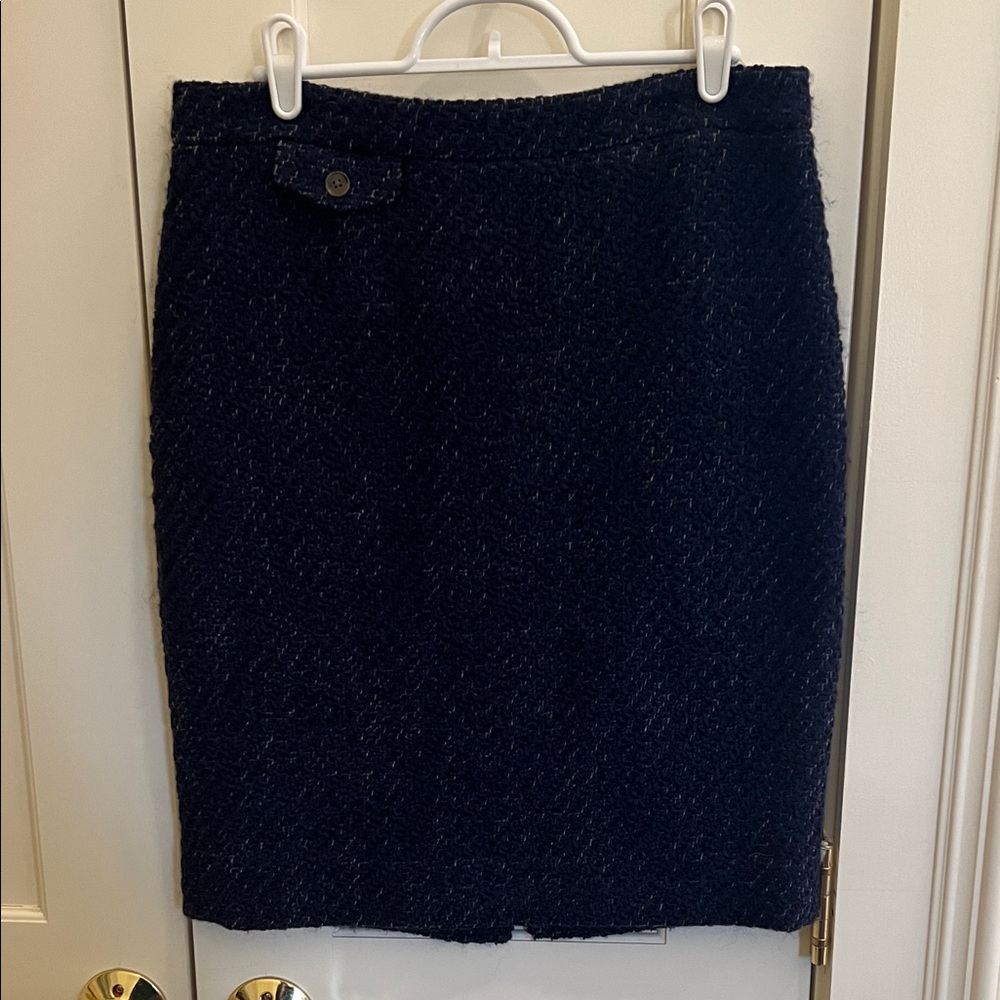 J. Crew Navy Blue Women's Wool Lined Pencil Skirt